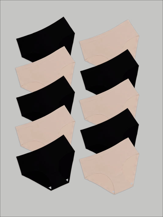 Kit com 10 Calcinhas Caleçon Sem Costura Segunda Pele (5 Preto e 5 Bege) - R$41,90 Cada