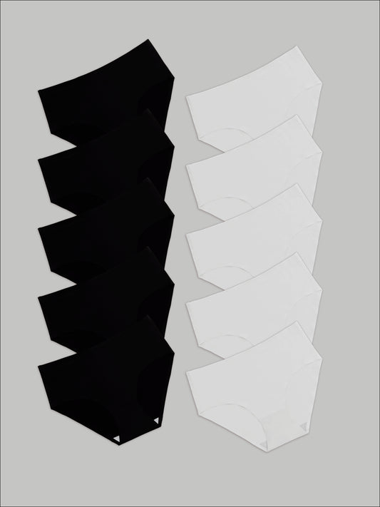 Kit com 10 Calcinhas Caleçon Sem Costura Segunda Pele (5 Preto e 5 Branco) - R$41,90 Cada