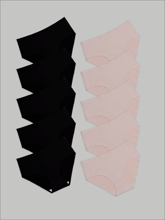 Kit com 10 Calcinhas Caleçon Sem Costura Segunda Pele (5 Preto e 5 Rose) - R$41,90 Cada