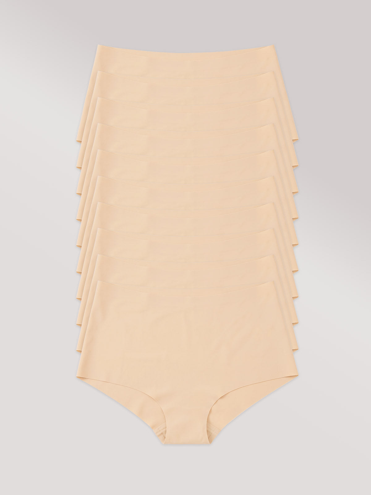 Kit com 10 Calcinhas Hot Pant Invisível Sem Costura Bege