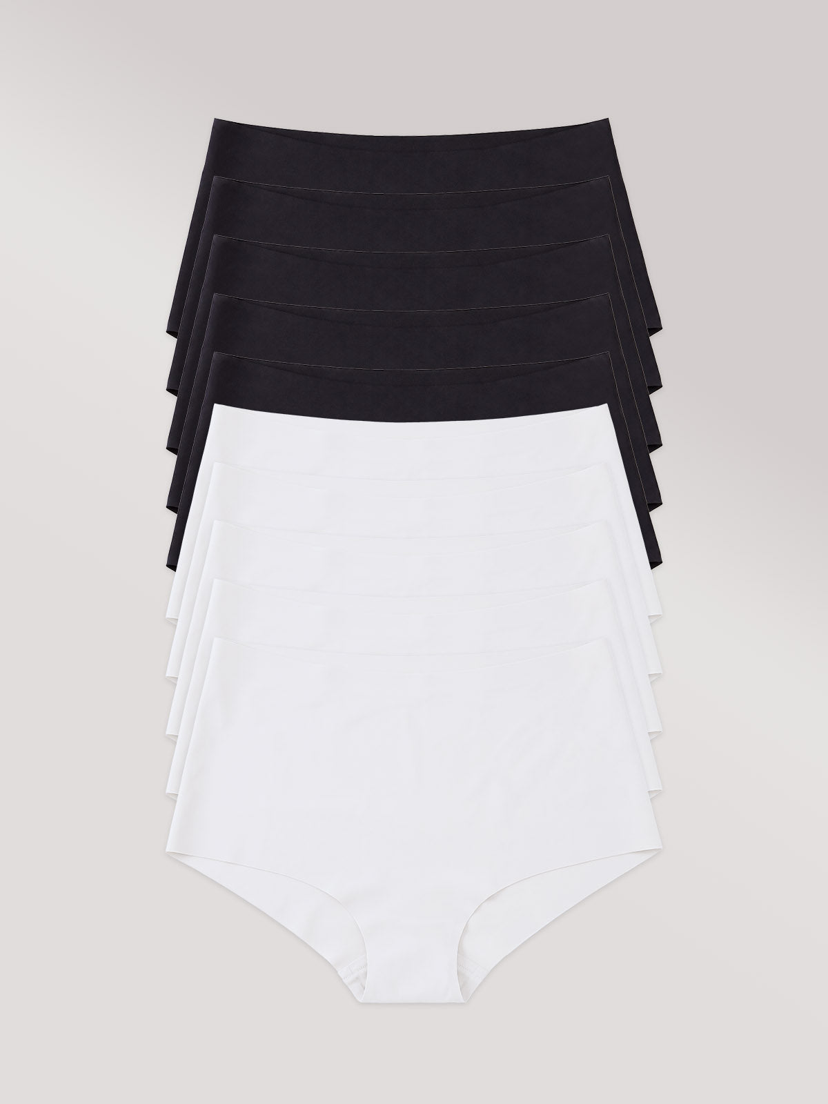 Kit com 10 Calcinhas Hot Pant Invisível Sem Costura (5 Preto e 5 Branco)