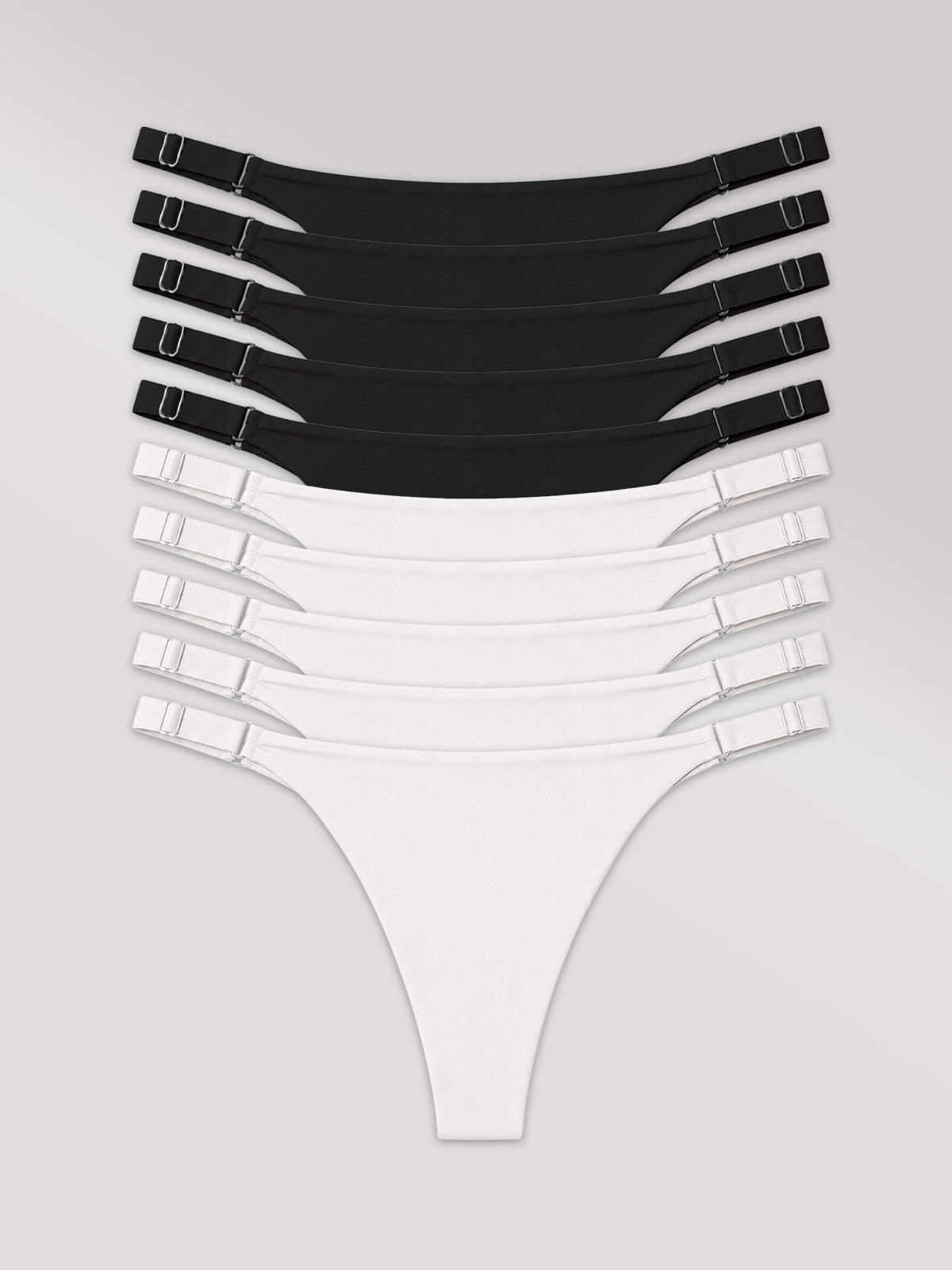 Kit com 10 Calcinhas Micro Fio Invisível Sem Costura (5 Preto e 5 Branco)