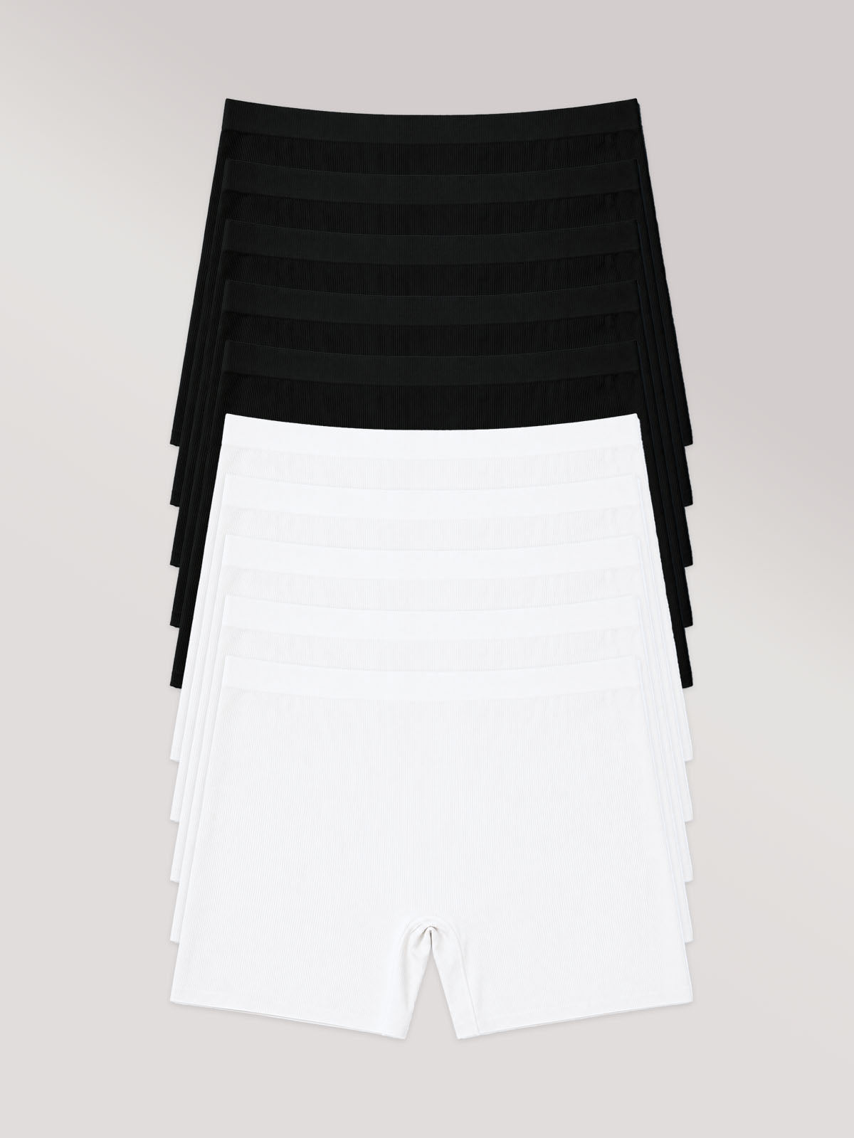 Kit com 10 Calcinhas Shorts Poliamida Canelada Sem Costura Segunda Pele (5 Preto e 5 Branco)