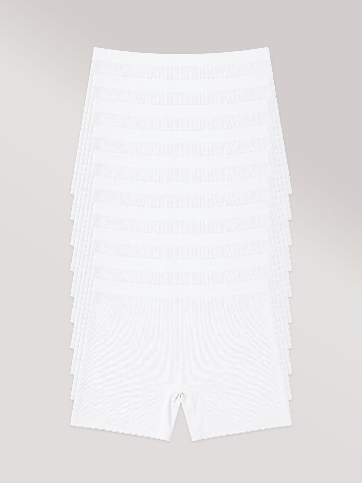 Kit com 10 Calcinhas Shorts Poliamida Canelada Sem Costura Segunda Pele Branco