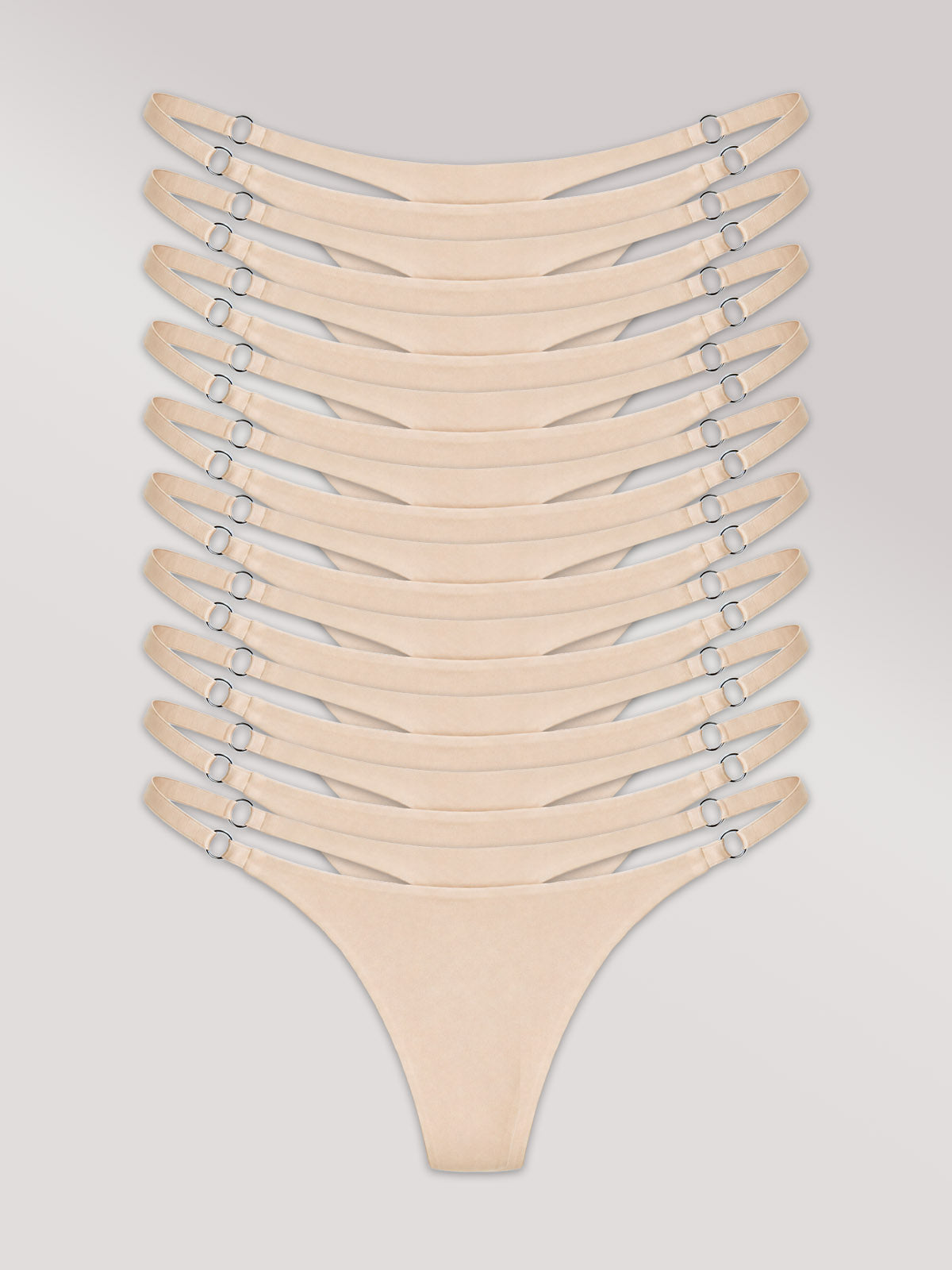Kit com 10 Calcinhas String Invisível Sem Costura Bege