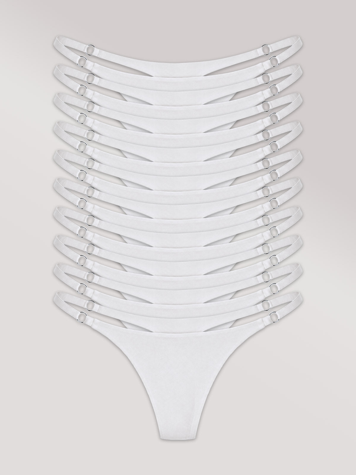 Kit com 10 Calcinhas String Invisível Sem Costura Branco
