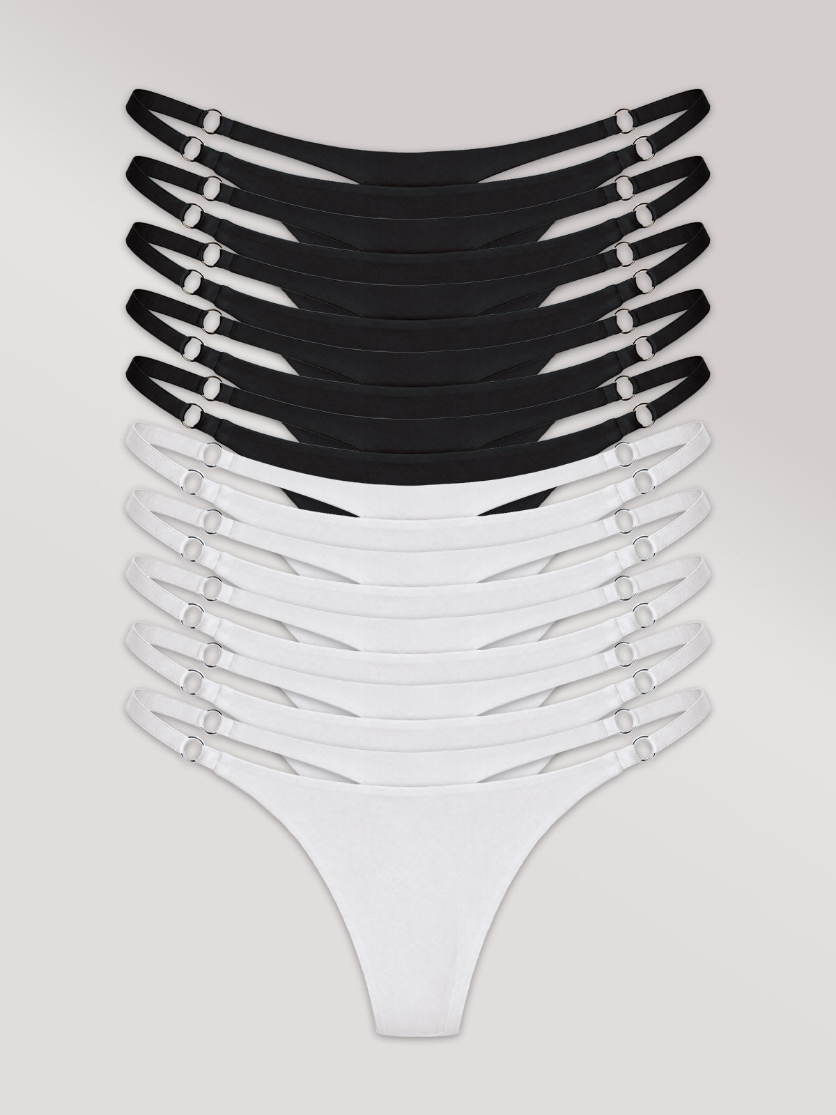 Kit com 10 Calcinhas String Invisível Sem Costura (5 Preto e 5 Branco)