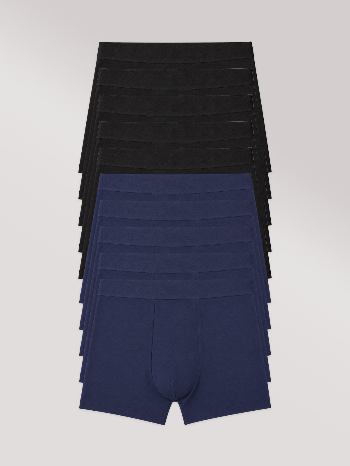 Kit com 10 Cuecas Boxer Algodão Premium Sem Costura (5 Preto e 5 Azul Marinho)