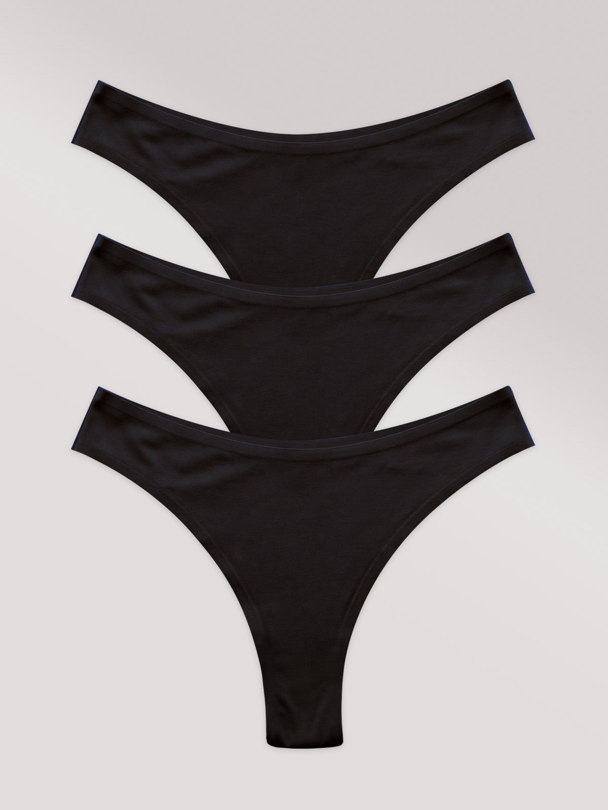Kit com 3 Calcinhas Asa Delta Invisível Sem Costura Preto
