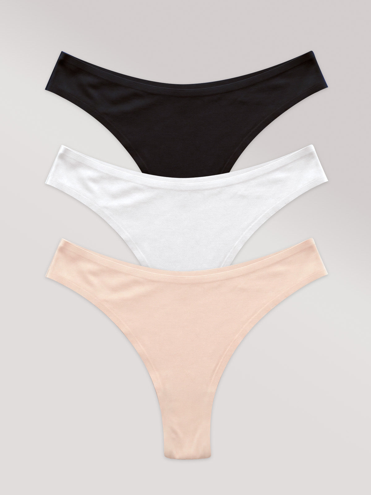 Kit com 3 Calcinhas Asa Delta Invisível Sem Costura (1 Preto, 1 Branco e 1 Bege)