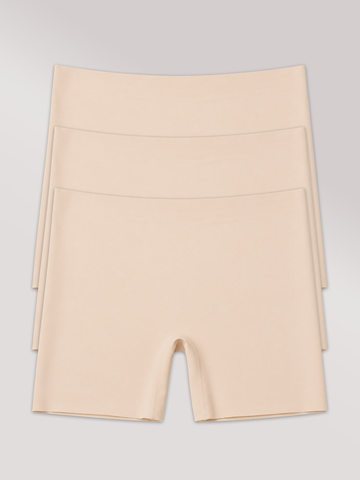 Kit com 3 Calcinhas Boxer Shorts Invisível Sem Costura Bege