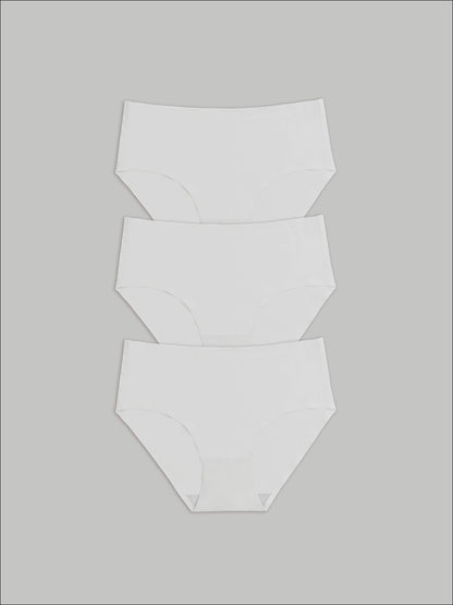Kit com 3 Calcinhas Caleçon Sem Costura Segunda Pele Branco - R$53,90 Cada