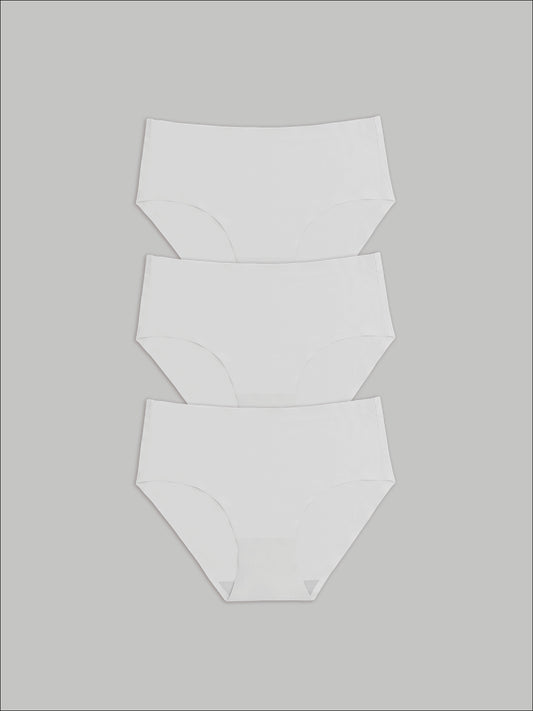 Kit com 3 Calcinhas Caleçon Sem Costura Segunda Pele Branco - R$53,90 Cada