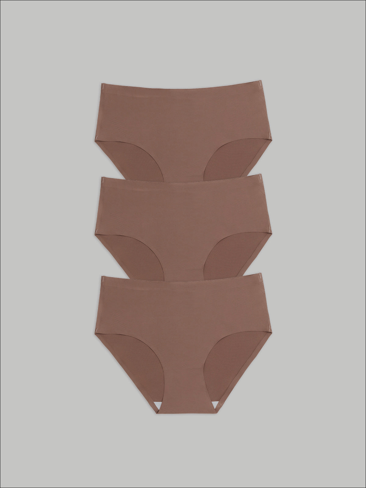 Kit com 3 Calcinhas Caleçon Sem Costura Segunda Pele Marrom Cacau - R$53,90 Cada