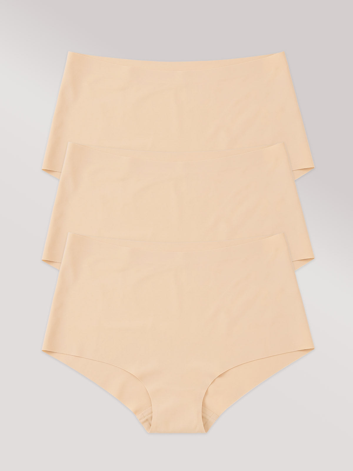 Kit com 3 Calcinhas Hot Pant Invisível Sem Costura Bege