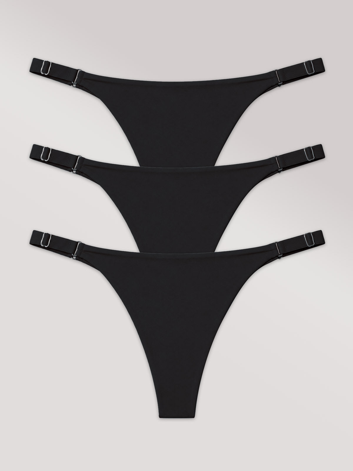 Kit com 3 Calcinhas Micro Fio Invisível Sem Costura Preto
