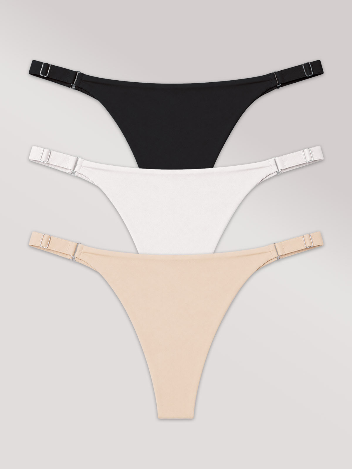 Kit com 3 Calcinhas Micro Fio Sem Costura (1 Preto, 1 Branco e 1 Bege)