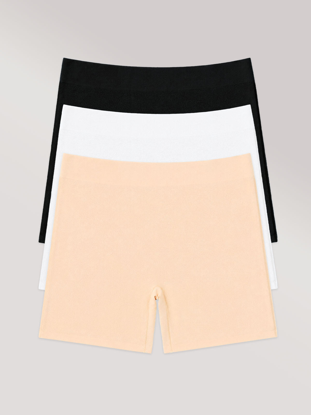 Kit com 3 Calcinhas Shorts Algodão Premium Sem Costura (1 Preto, 1 Branco e 1 Bege)