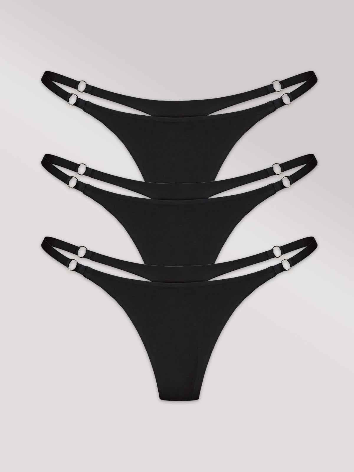 Kit com 3 Calcinhas String Invisível Sem Costura Preto