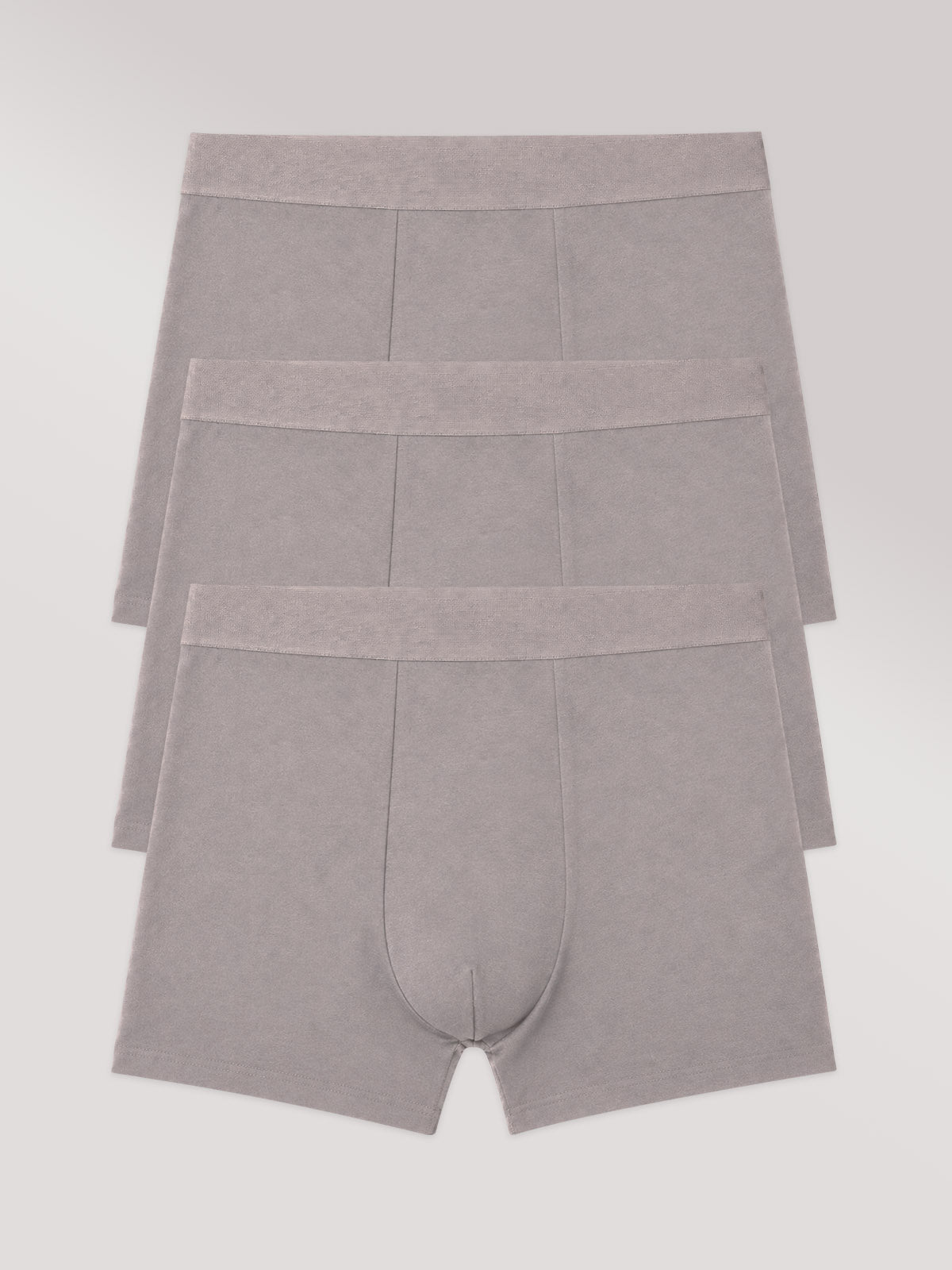 Kit com 3 Cuecas Boxer Algodão Premium Sem Costura Cinza Mescla
