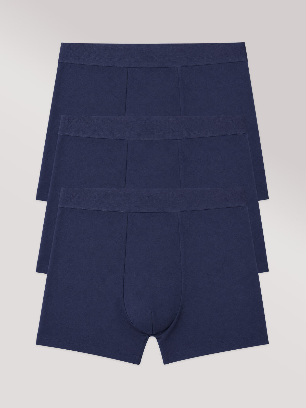 Kit com 3 Cuecas Boxer Algodão Premium Sem Costura Azul Marinho