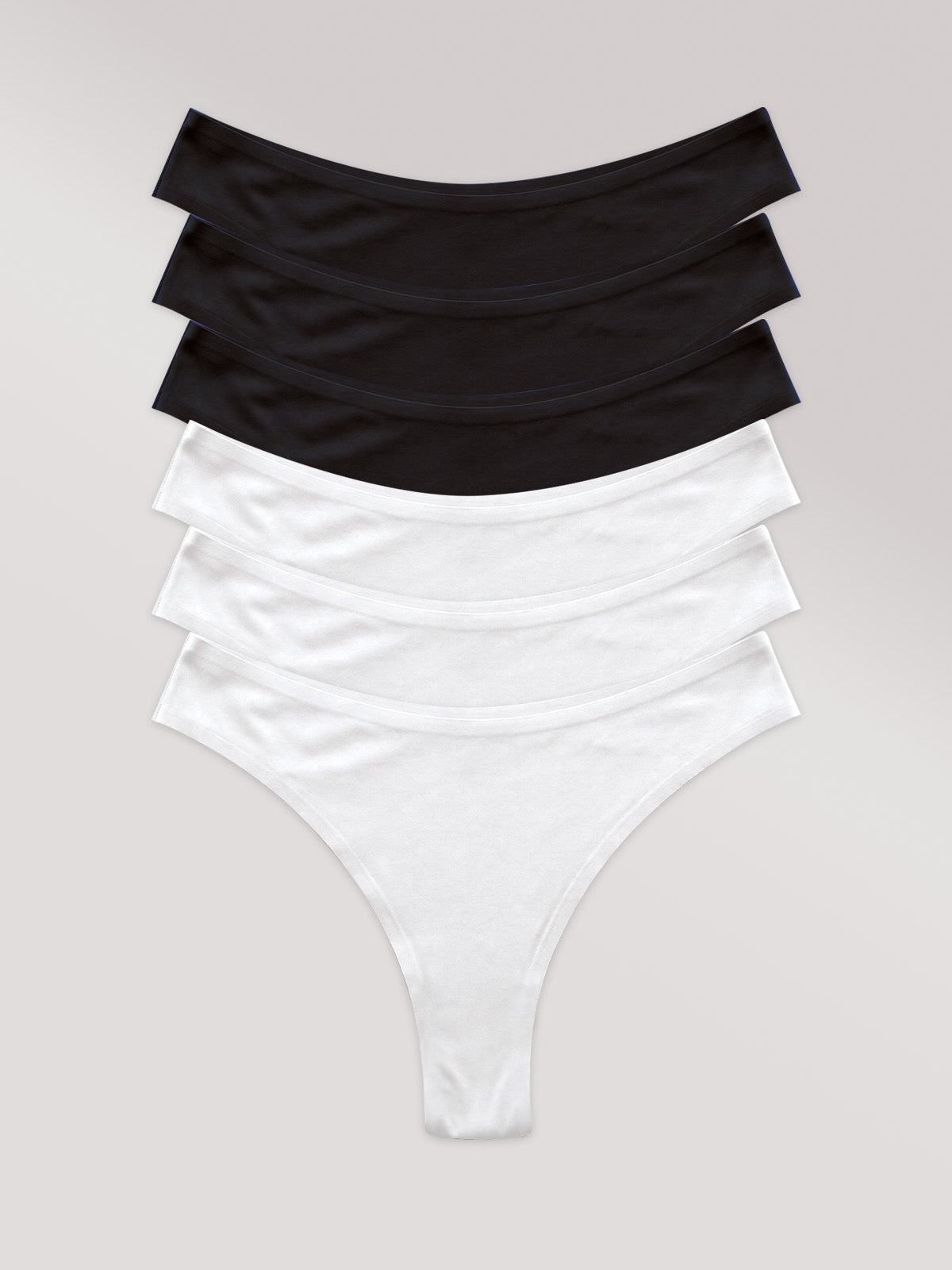 Kit com 6 Calcinhas Asa Delta Invisível Sem Costura (3 Preto e 3 Branco)