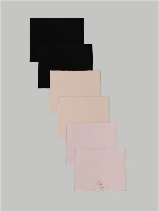 Kit com 6 Calcinhas Boxer Redutora Sem Costura Segunda Pele (2 Preto, 2 Bege e 2 Rose) - R$71,90 Cada