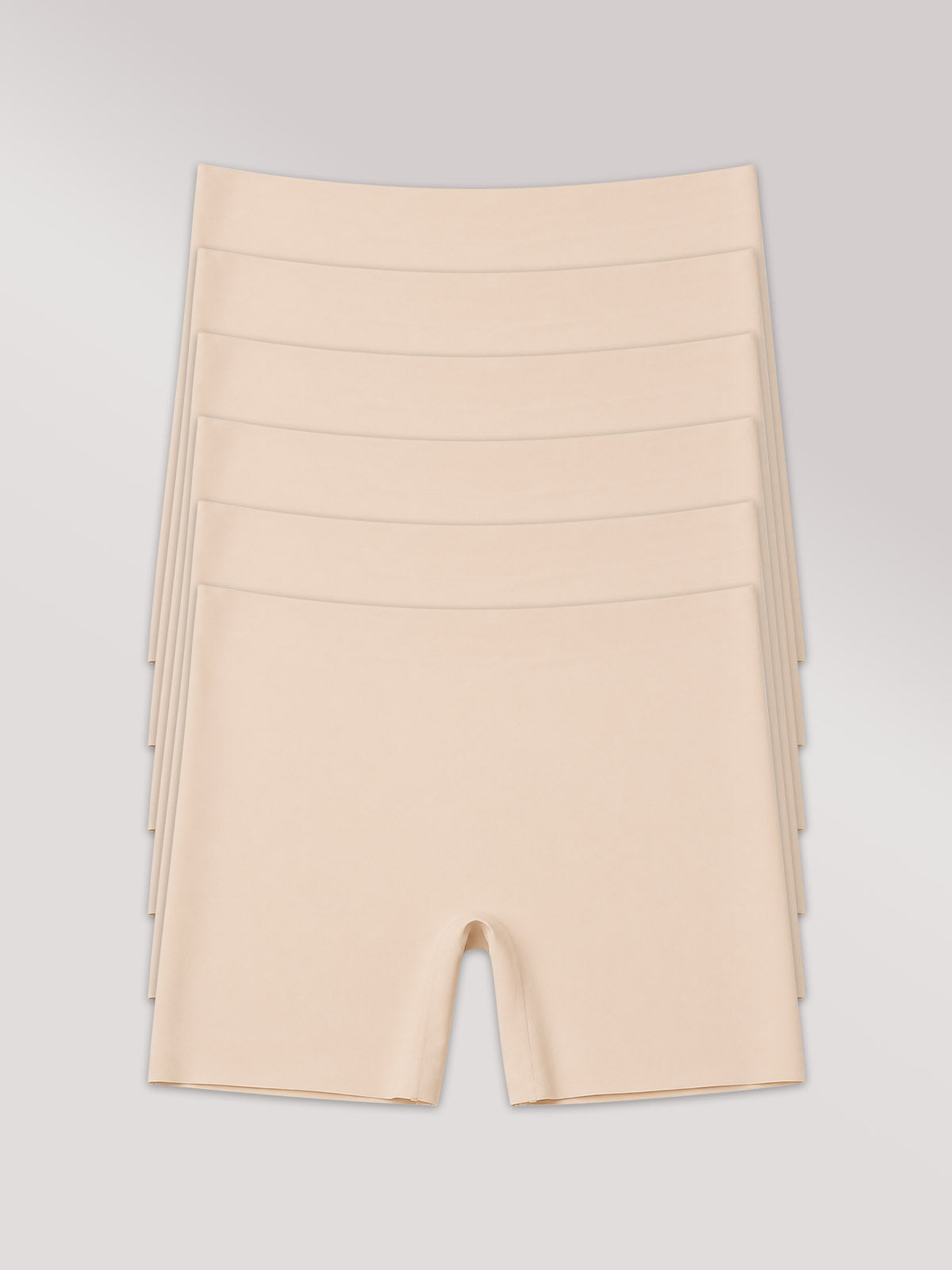 Kit com 6 Calcinhas Boxer Shorts Invisível Sem Costura Bege