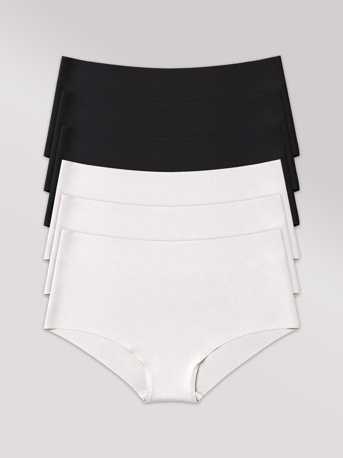 Kit com 6 Calcinhas Caleçon Invisível Sem Costura (3 Preto e 3 Branco)