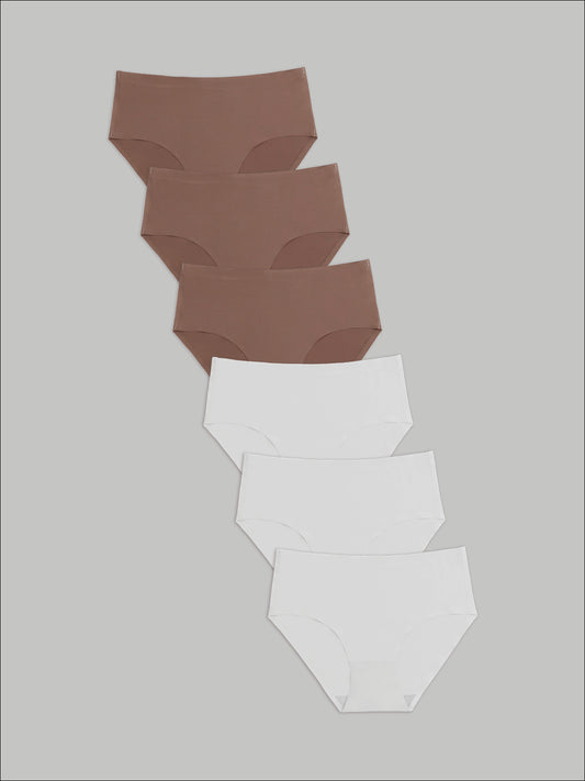 Kit com 6 Calcinhas Caleçon Redutora Sem Costura Segunda Pele (3 Marrom Cacau e 3 Branco) - R$63,90 cada