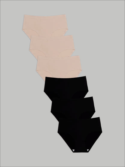 Kit com 6 Calcinhas Caleçon Sem Costura Segunda Pele (3 Preto e 3 Bege) - R$47,90 Cada