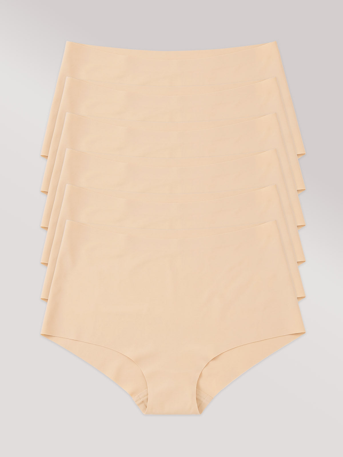 Kit com 6 Calcinhas Hot Pant Invisível Sem Costura Bege