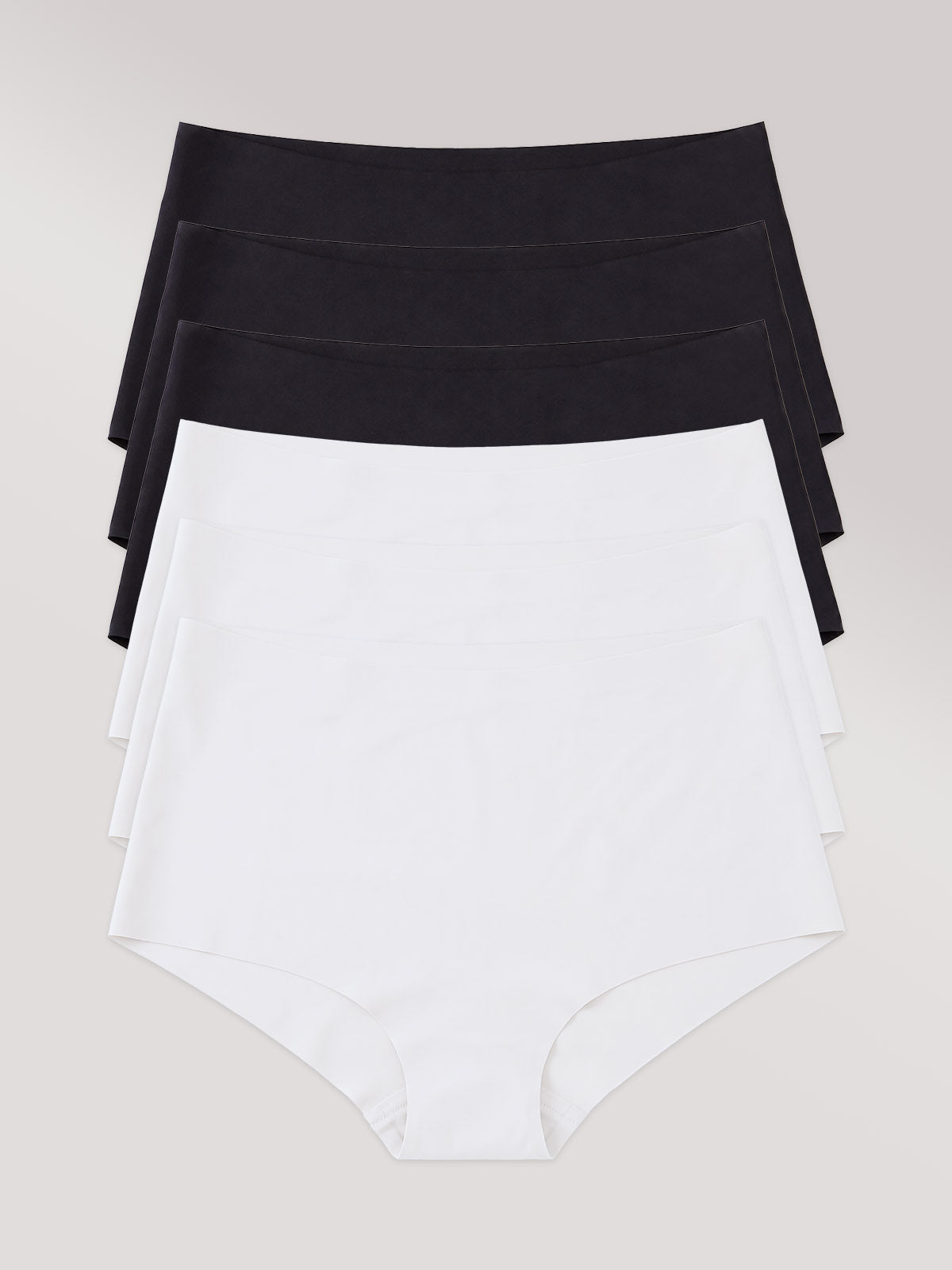 Kit com 6 Calcinhas Hot Pant Invisível Sem Costura (3 Preto e 3 Branco)