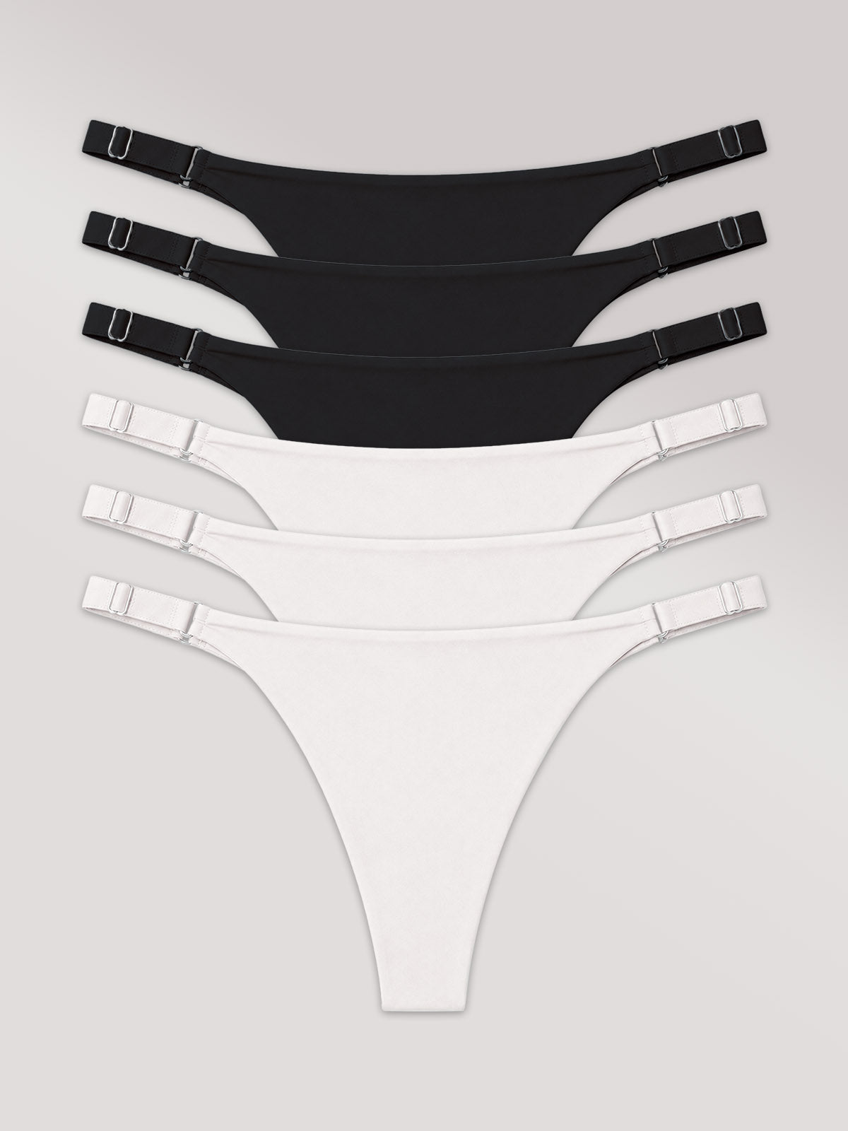 Kit com 6 Calcinhas Micro Fio Invisível Sem Costura (3 Preto e 3 Branco)