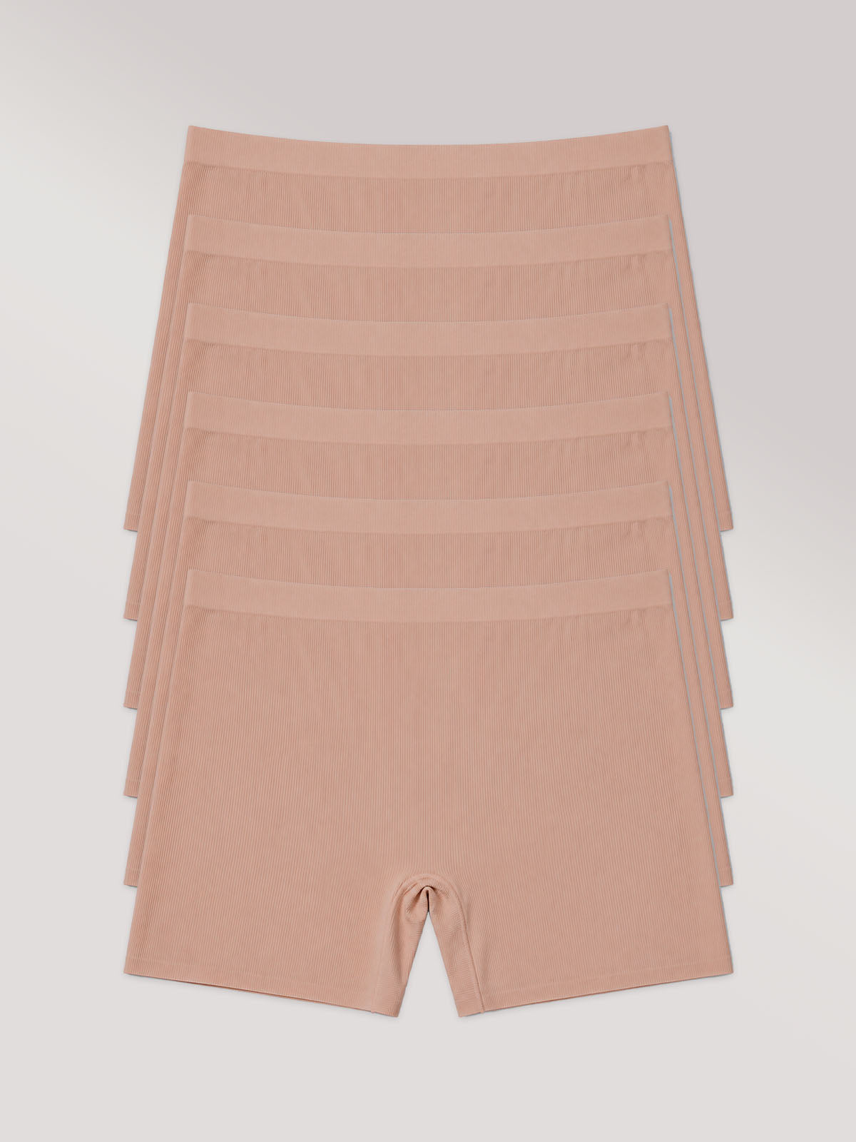 Kit com 6 Calcinhas Shorts Poliamida Canelada Sem Costura Segunda Pele Marrom Cacau