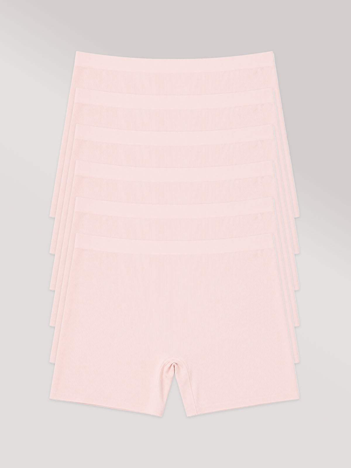 Kit com 6 Calcinhas Shorts Poliamida Canelada Sem Costura Segunda Pele Rose