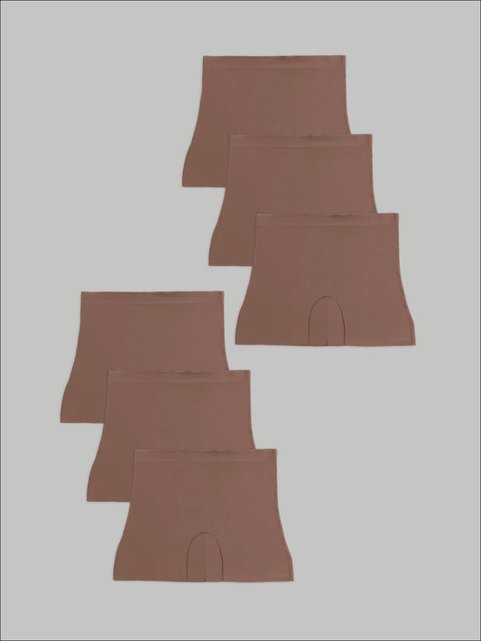 Kit com 6 Calcinhas Shorts Sem Costura Segunda Pele Marrom Cacau - R$63,90 Cada