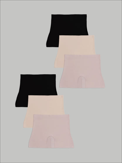 Kit com 6 Calcinhas Shorts Sem Costura Segunda Pele (2 Preto, 2 Bege e 2 Rose) - R$63,90 Cada