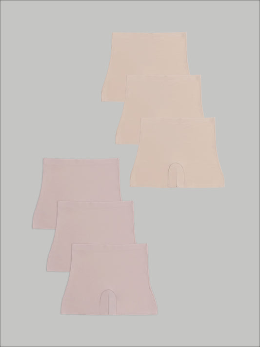 Kit com 6 Calcinhas Shorts Sem Costura Segunda Pele (3 Bege e 3 Rose) - R$63,90 Cada