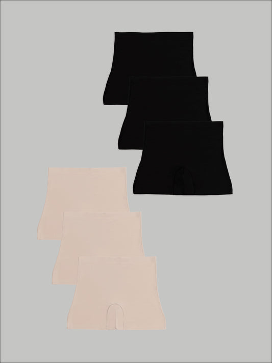 Kit com 6 Calcinhas Shorts Sem Costura Segunda Pele (3 Preto e 3 Bege) - R$63,90 Cada