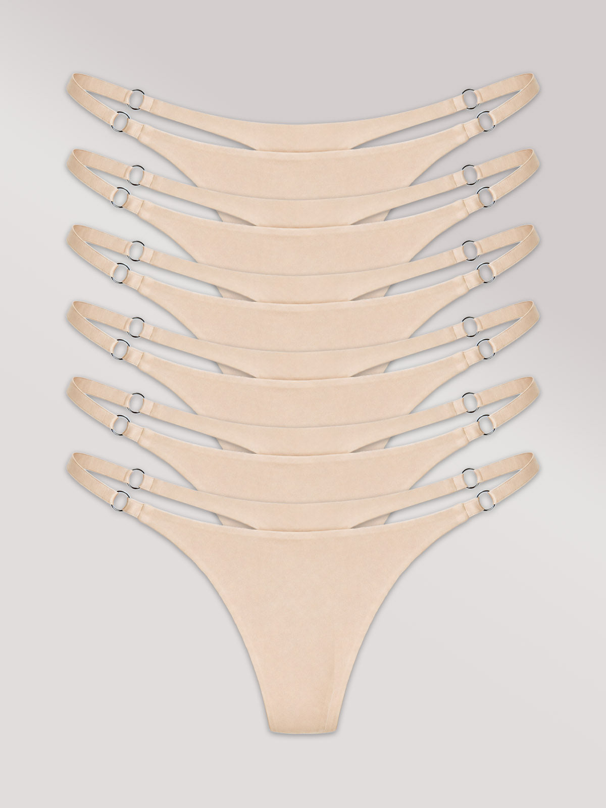Kit com 6 Calcinhas String Invisível Sem Costura Bege