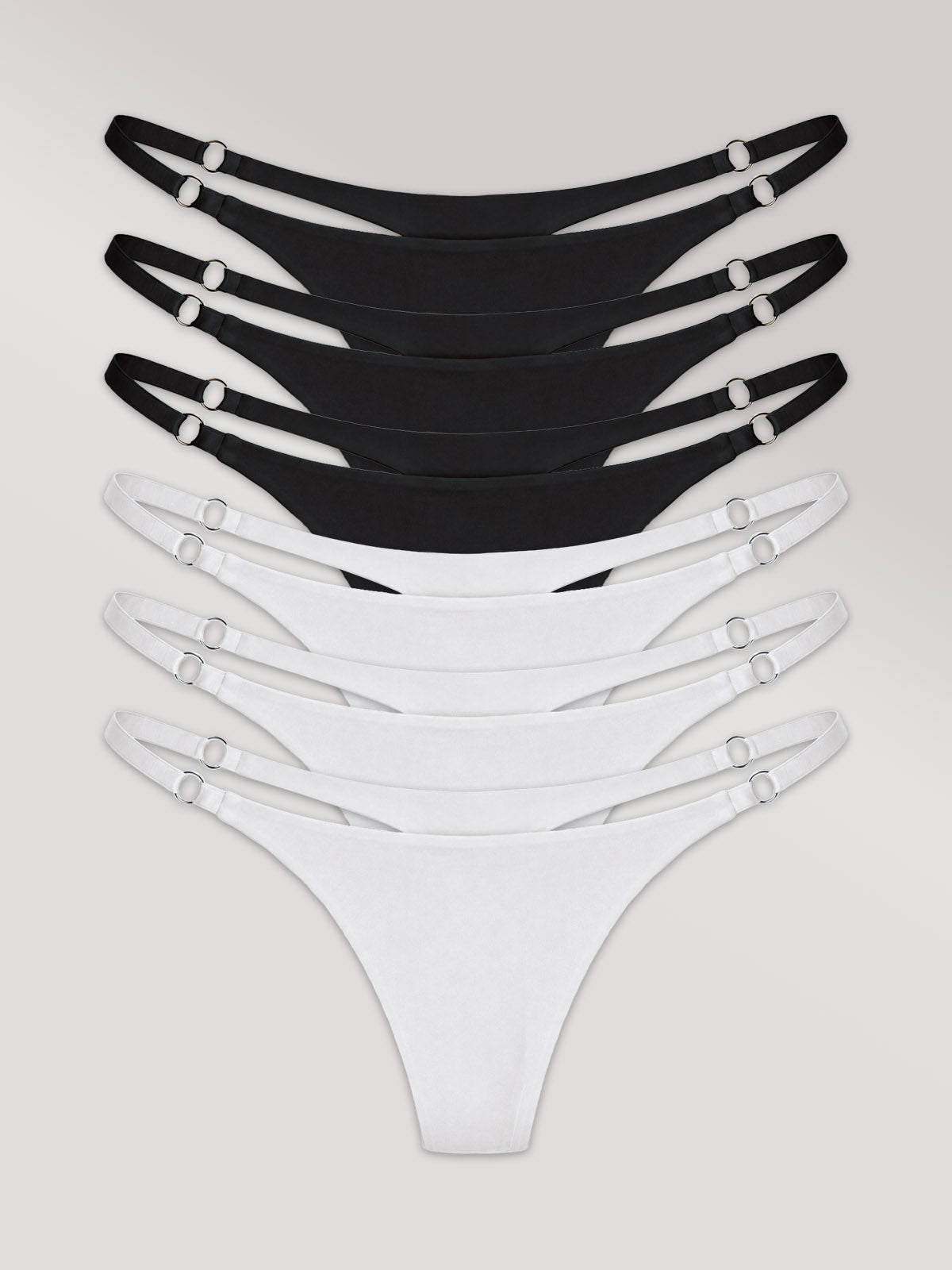 Kit com 6 Calcinhas String Invisível Sem Costura (3 Preto e 3 Branco)