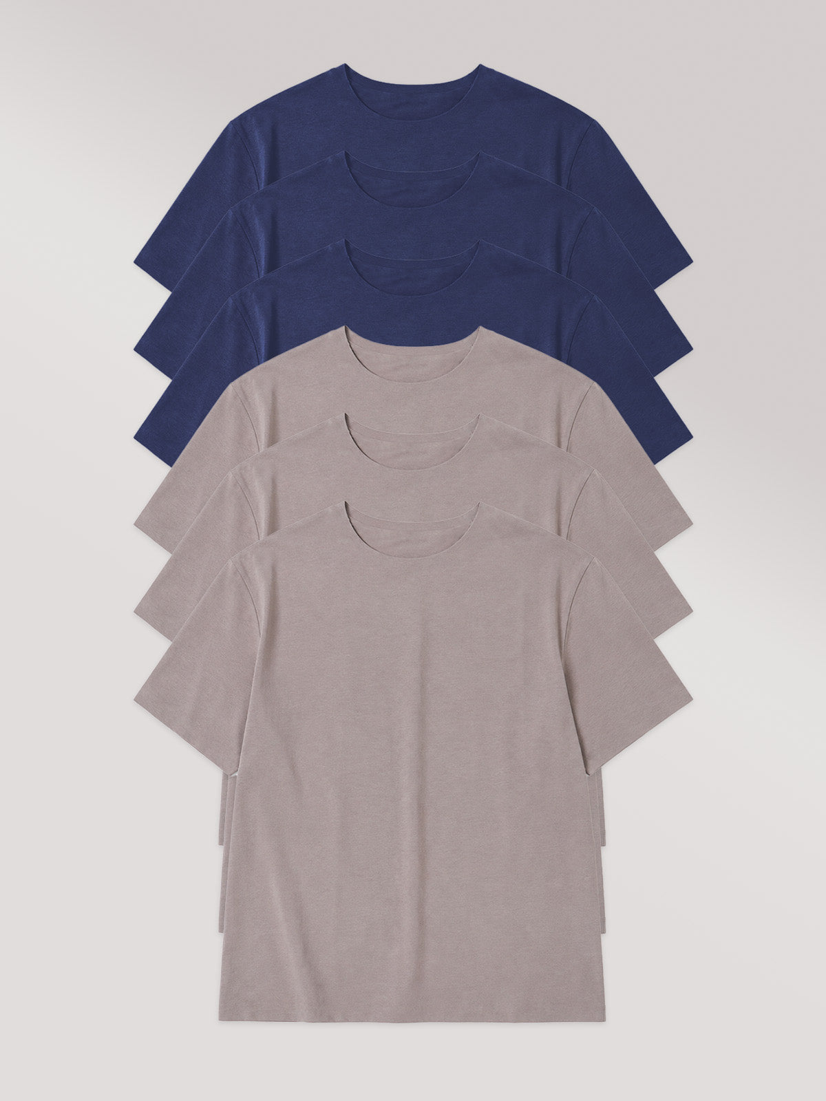 Kit com 6 Camisetas Masculina Manga Curta Algodão Premium Sem Costura (3 Azul Marinho e 3 Cinza Mescla)