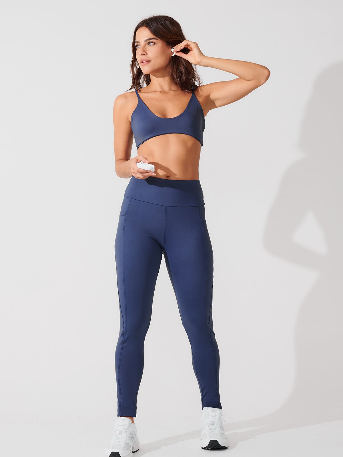 Conjunto Calça Legging de Compressão Azul Marinho + Top Slim Azul Marinho
