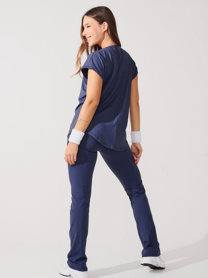 Conjunto Calça Bailarina Azul Marinho + T-shirt Essencial Alongada Azul Marinho