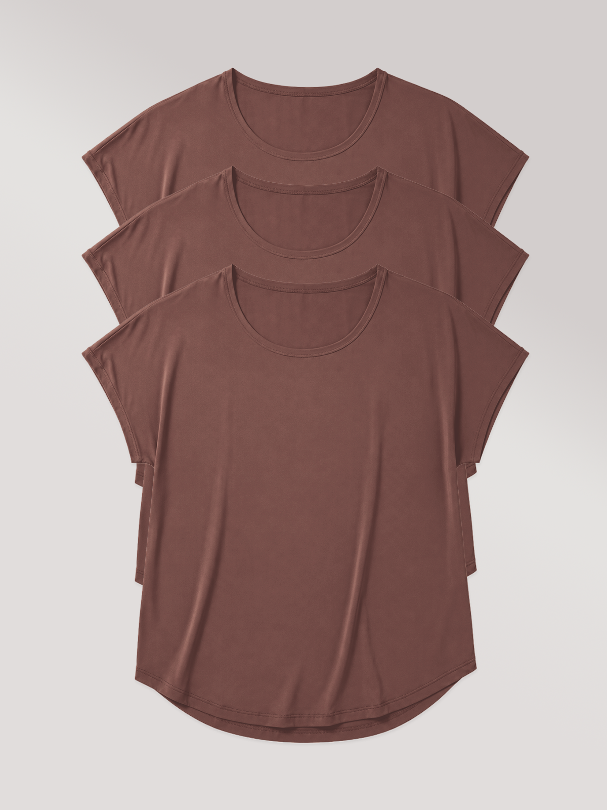 Kit com 3 T-Shirts Essencial Alongada Marrom Café
