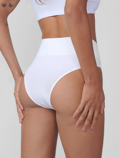 Kit com 6 Calcinhas Biquíni Redutora Sem Costura Segunda Pele (3 Branco e 3 Bege)