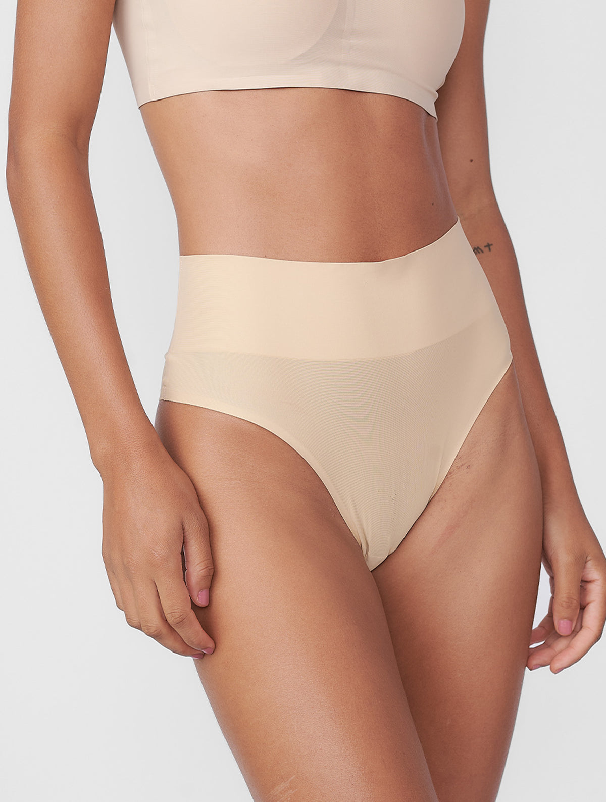 Conjunto Sutiã Alça Dupla + Calcinha Biquini Redutora Segunda Pele Bege