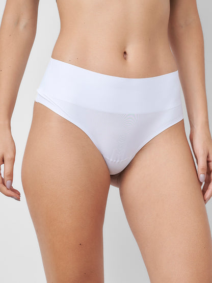 Calcinha Fio Dental Cintura Alta Sem Costura Segunda Pele Branco