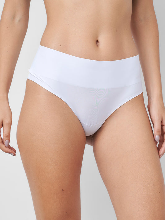 Calcinha Fio Dental Cintura Alta Sem Costura Segunda Pele Branco